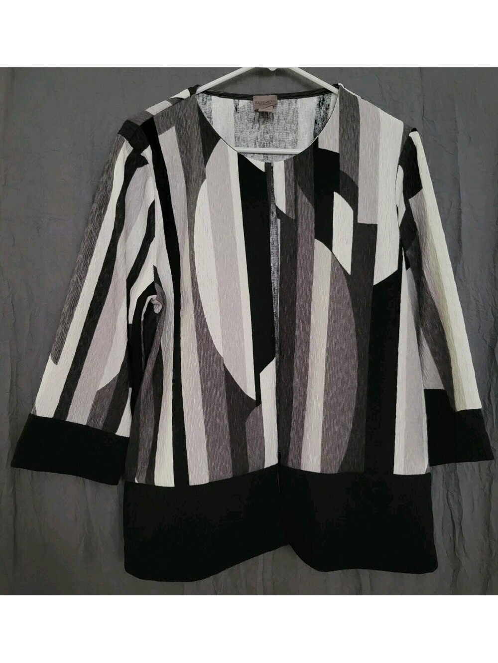 Easywear by Chico's Blazer Womens Size 2 Black Gray White Career Jacket